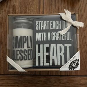 Primitives by Kathy Simply Blessed Candle & Sign Gift set NWT